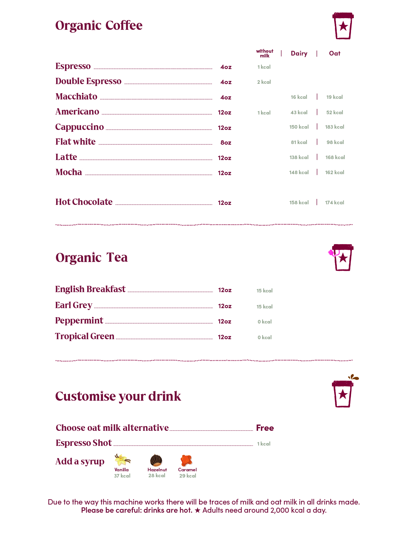 Pret Express Station Menu