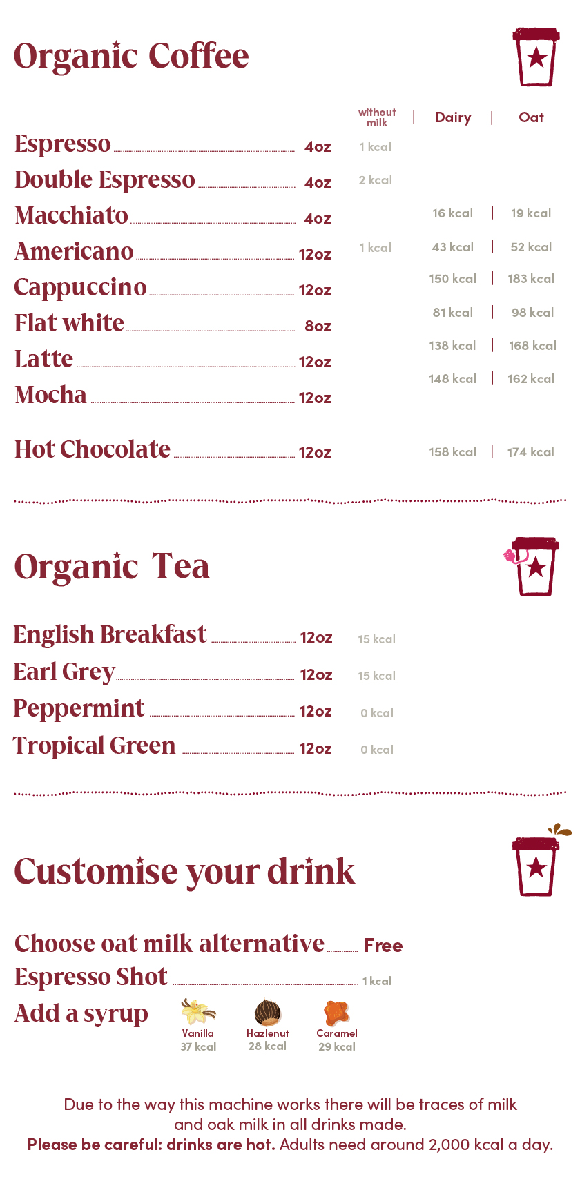 Pret Express Station Menu